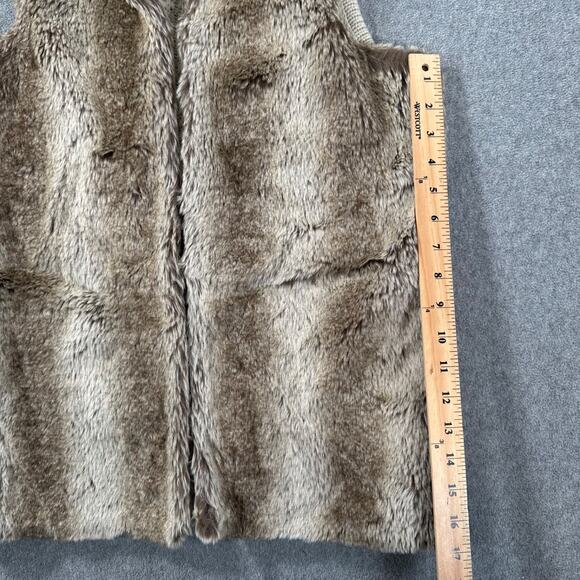 89th & Madison Faux Fur Knit Vest Women's Medium Beige Brown Sleeveless - Picture 4 of 8